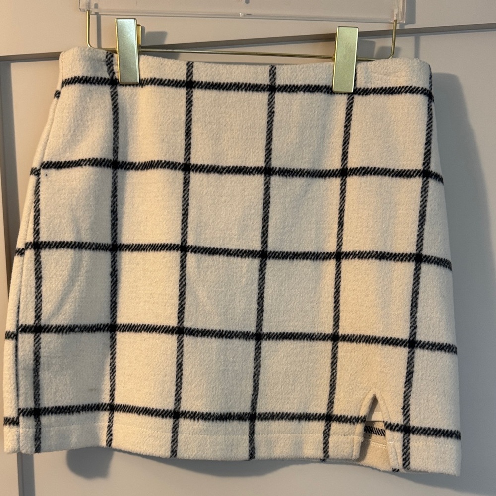 Altar'd State Checkered Mini Skirt in Cream and Black